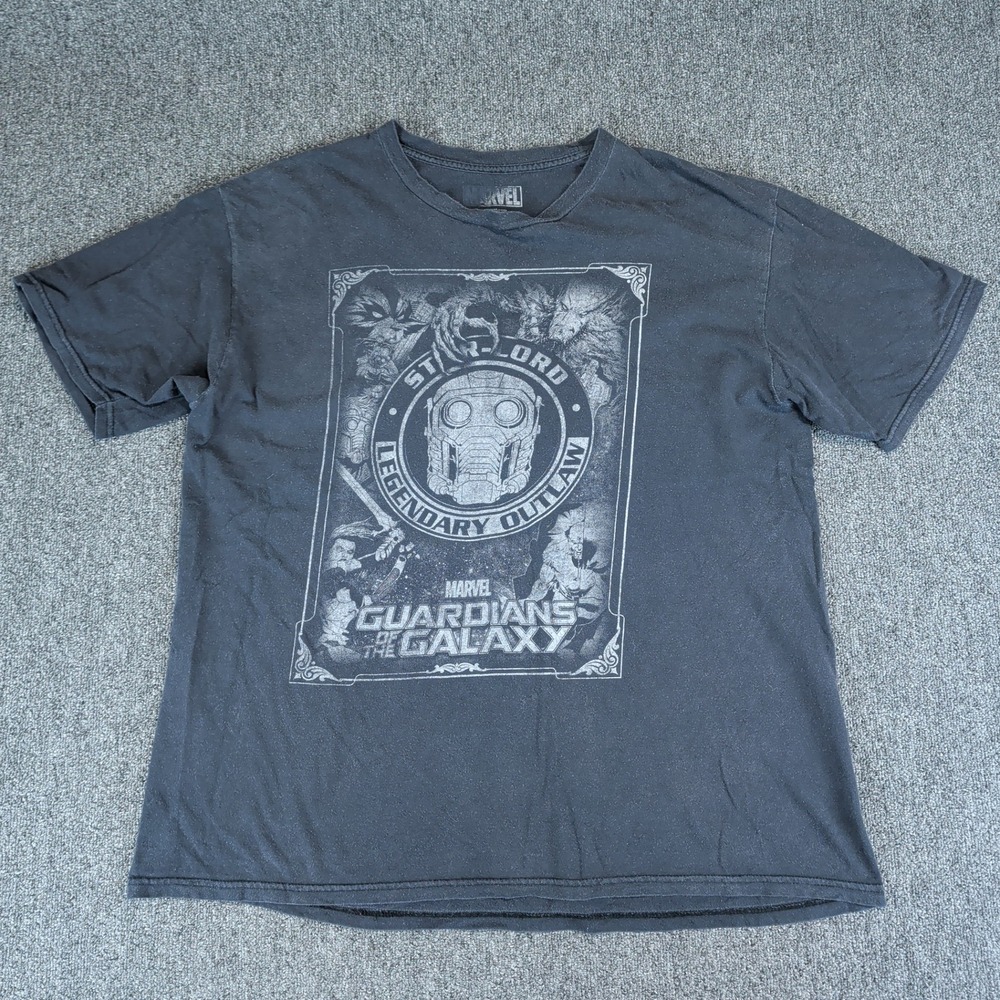 Marvel Guardians of the Galaxy Star-Lord Graphic Tee Mens‎ XL Black Cotton Shirt